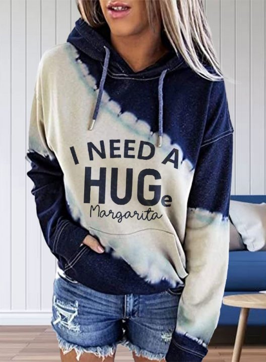 I Need A Huge Margarita Women's Hoodies Color Block Letter Long Sleeve Casual Basic Hoodie