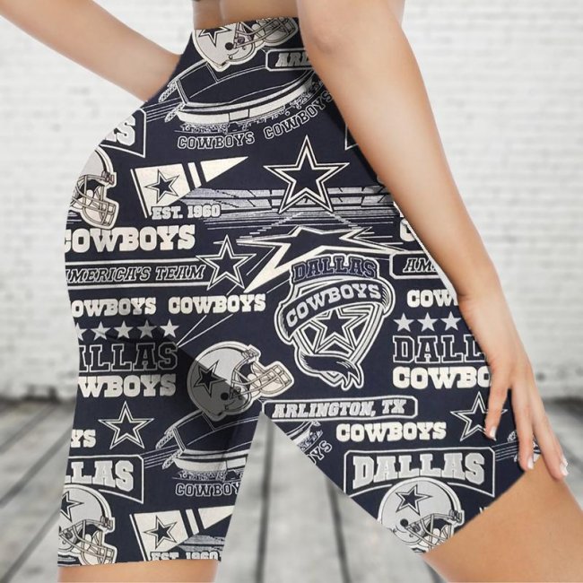 DALLAS COWBOYS Sports Stretch Fitness Running Side Pocket Shorts Tight-Fitting High-Waist Yoga Pants