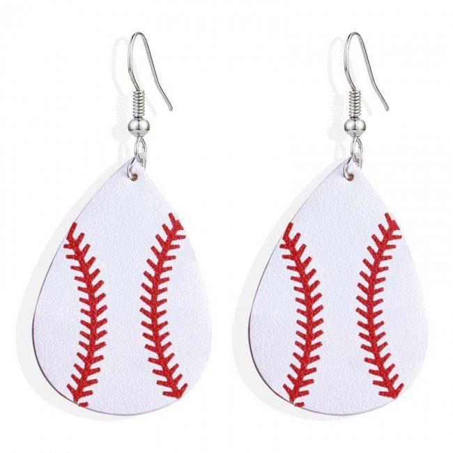 National Flag Football Basketball Football Volleyball Double-Sided Pu Leather Earrings