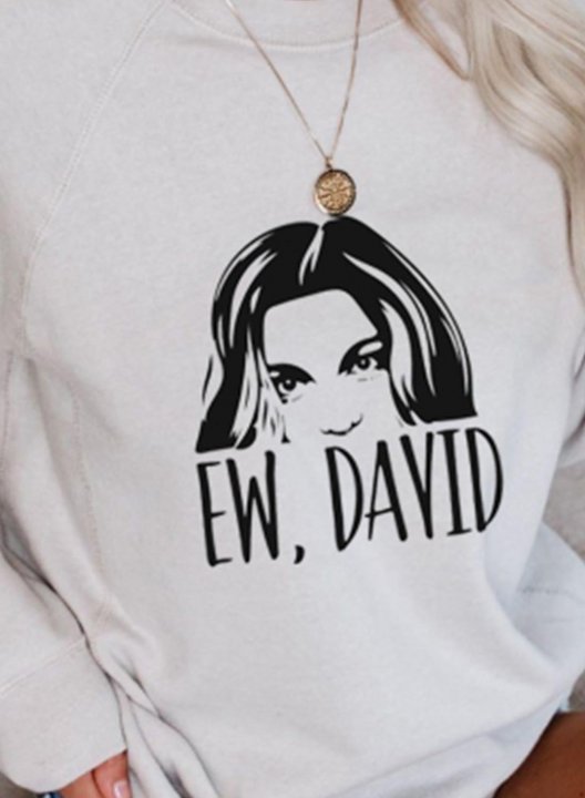 Women's Ew David Portrait Sweatshirt Color Block Round Neck Long Sleeve Casual Pullovers