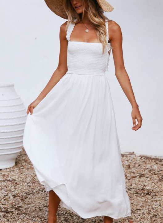 Women's Maxi Dresses Knot Solid Halter Dress