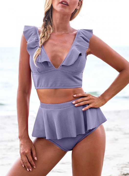 High Waisted Ruffled Bikini Set