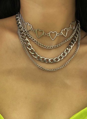 Women's Necklaces Solid Heart-shaped Alloy Necklaces