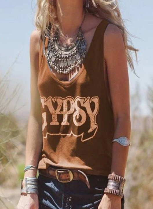 Women's Tank Tops Letter Rock Sleeveless U Neck Daily Stylish Tank Top