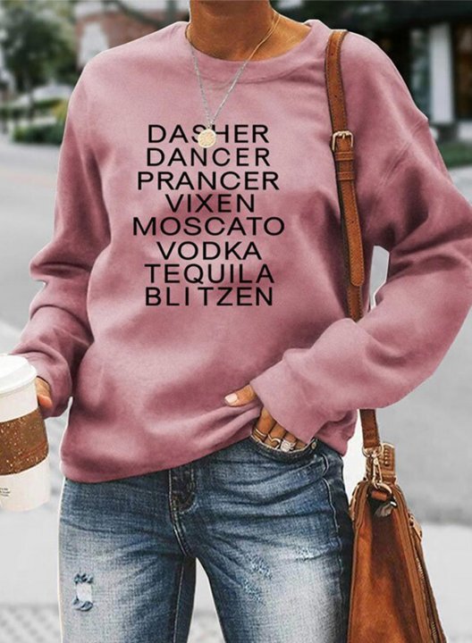 Women's Dasher Dancer Prancer Vixen Moscato Vodka Tequila Blitzen Casual Basic Sweatshirt