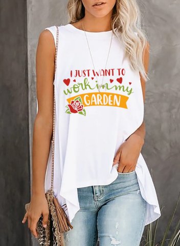 Women's Funny Graphic Tank Tops Letter I Just Want To Work In My Garden Solid Sleeveless Round Neck Daily Tank Top