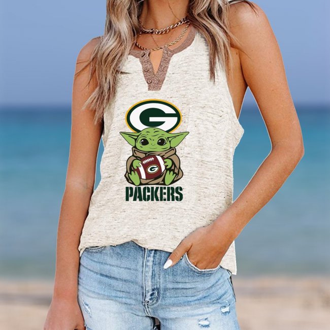 GREEN BAYPACKERS Should Support Yoda V- Neck Pocket Button Vests