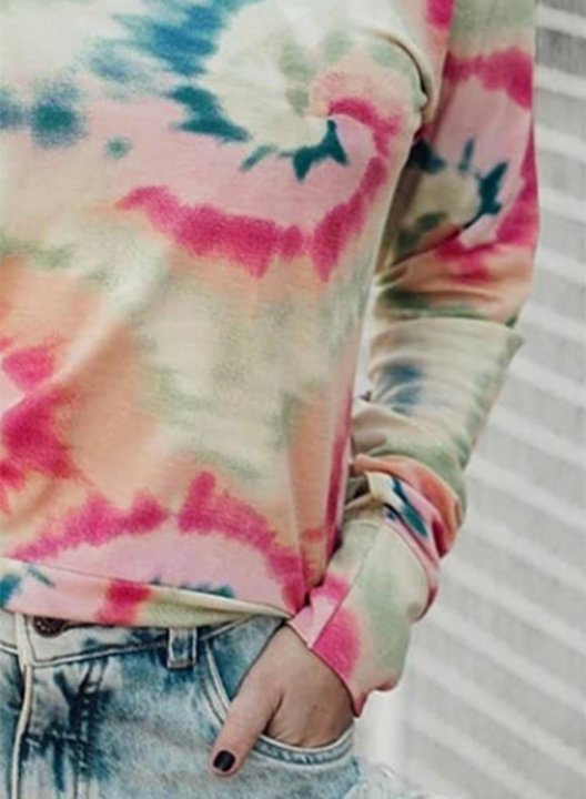 Women's Sweatshirts Multicolor Tie dye Long Sleeve Round Neck Daily Casual Sweatshirt