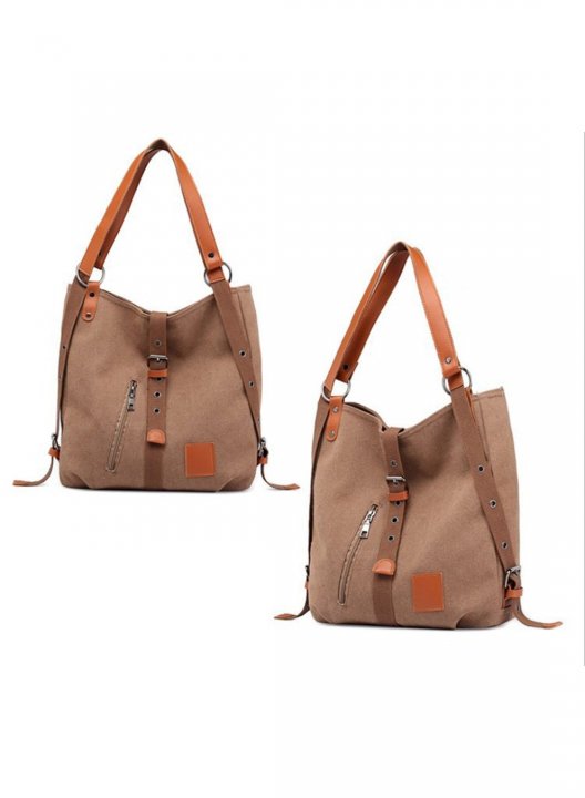 Women's Handbags Color Block Canvas Simple Shoulder Messenger Handbag