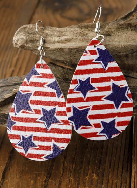 Women's Earrings American Flag Star PU Earrings