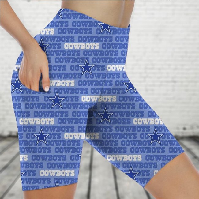 DALLAS COWBOYS Sports Stretch Fitness Running Side Pocket Shorts Tight-Fitting High-Waist Yoga Pants