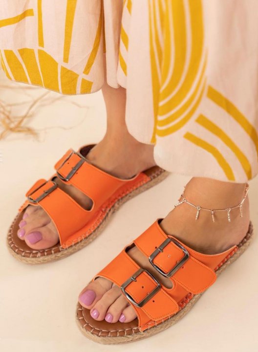 Women's Slippers Solid PU Leather Buckle Casual Daily Summer Slippers