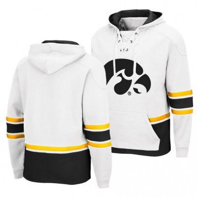 Iowa Hawkeyes White College Hockey 3.0 Men Lace-up Pullover Hoodie