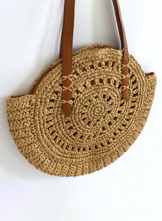 Women's Handbags Solid Straw Plaited Vintage Boho Handbag