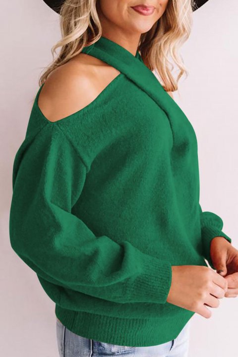 Women v-neck off-shoulder sweater Two wearing ways