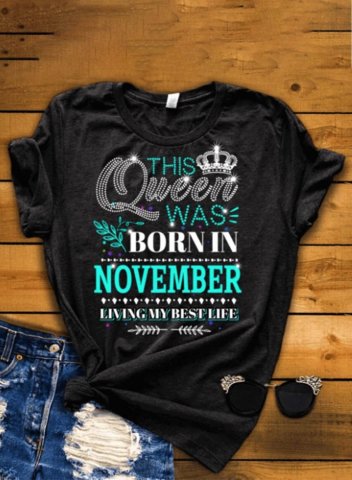 Women's This Queens Was Born In November T-Shirts November Girl November Birthday T-shirt