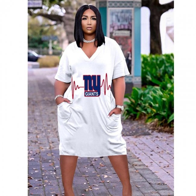 New York Giants V-Neck Jacket Short-Sleeved Bat-Sleeved Dress