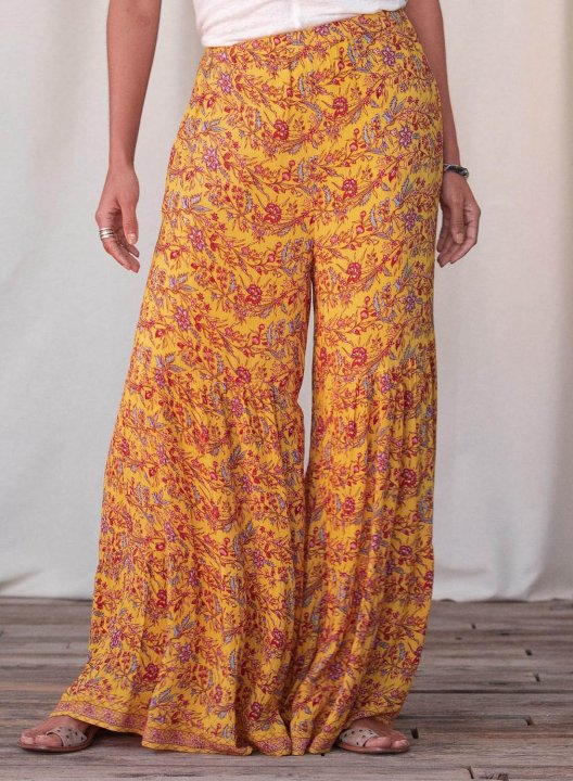 Women's Palazzo Pants Straight Floral Mid Waist Daily Full Length Casual Pants