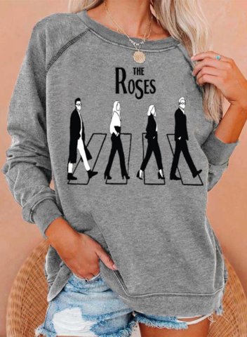 Women's Pullovers Portrait Color Block Round Neck Long Sleeve Casual Daily Pullovers