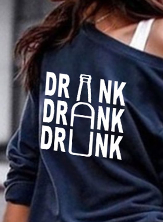 Women's Sweatshirts Letter Round Neck Long Sleeve Casual Daily Sweatshirts