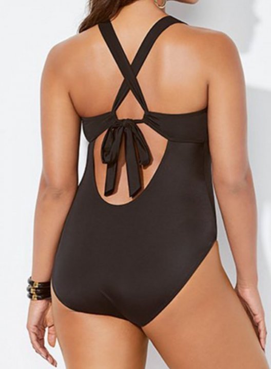 Women's One Piece Swimwear Criss Cross Plus Size One-Piece Swimsuits One-Piece Bathing Suits