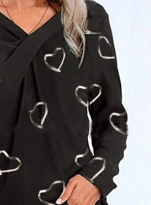 Women's Tunic Tops Heart-shaped Solid V Neck Long Sleeve Criss Cross Casual Daily Tunics