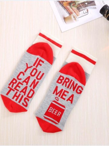 If You Can Read This Bring Me A Beer Alphabet Print Socks