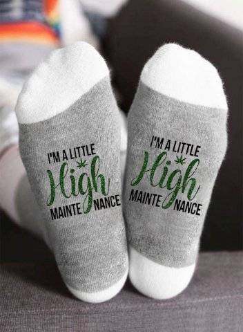 Women's I'm A Little High Maintenance Funny Socks Letter Color Block Cotton Socks