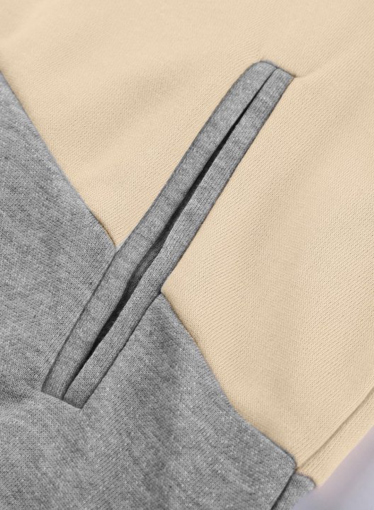 Color Block Stand Neck Long Sleeve Hoodie