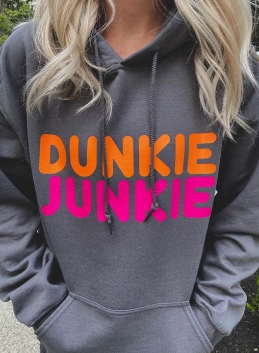 Women's DUNKIE JUNKIE Letter Print Long Sleeve Hoodie