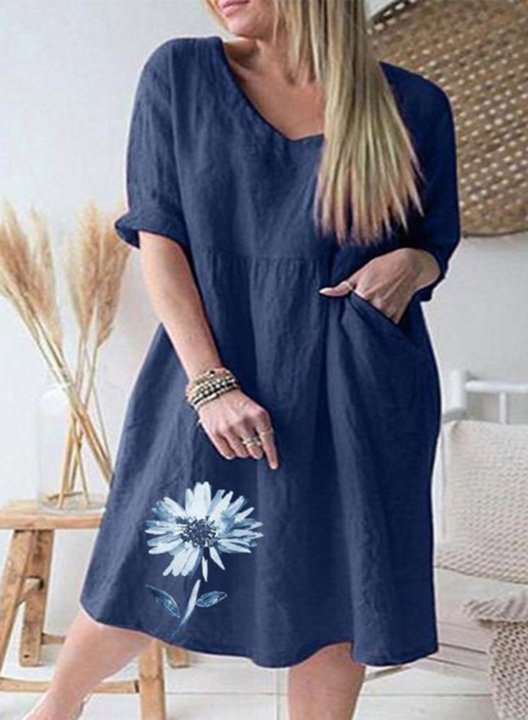 Women's Mini Dresses Fashion Floral Short Sleeve Round Neck A-line Daily Dress