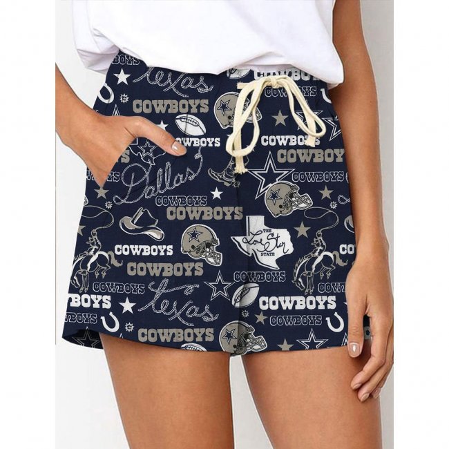 Dallas Cowboys Printed Drawstring Elastic Waist Casual Shorts