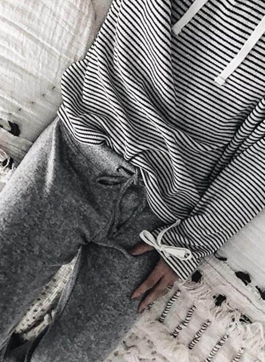 Callie Cowl Neck Striped Sweatshirt