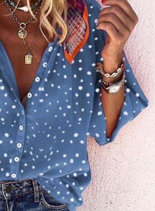 Women's Blouses Polka Dot 3/4 Sleeve Blouses