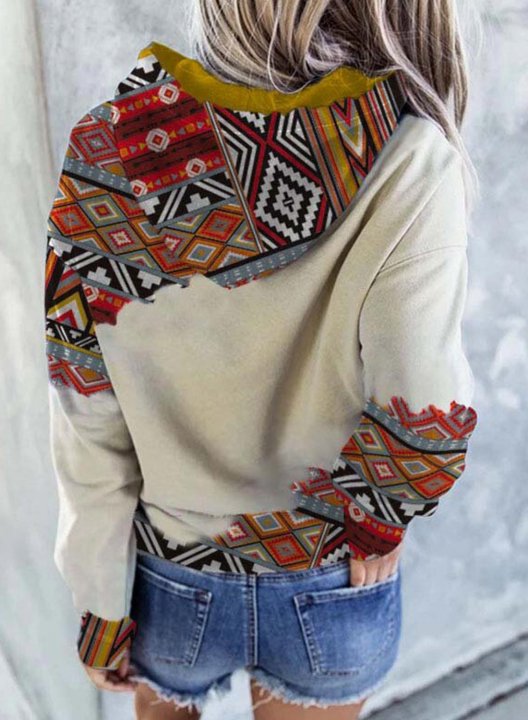 Women's Mama Bear Hoodies Ethnic Style Geometric Aztec Print Pocket Hoodie