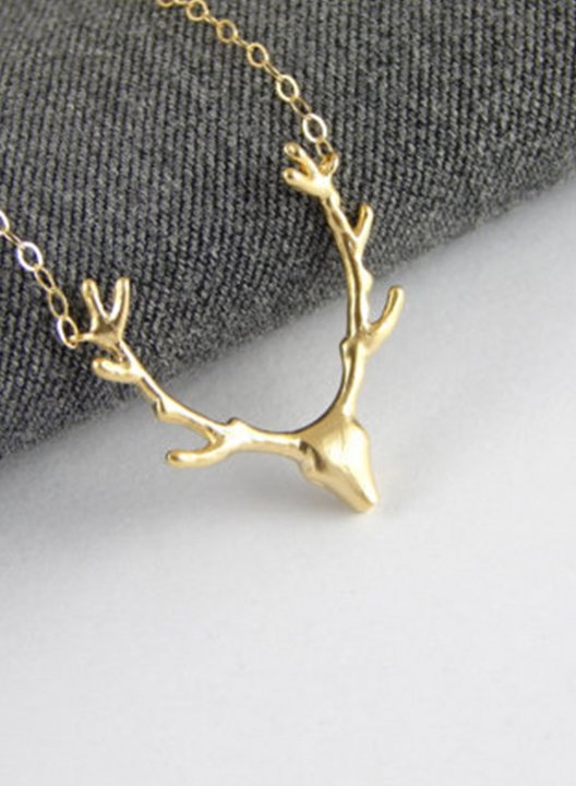 Women's Necklaces Metal Antler Christmas Pendant Necklace