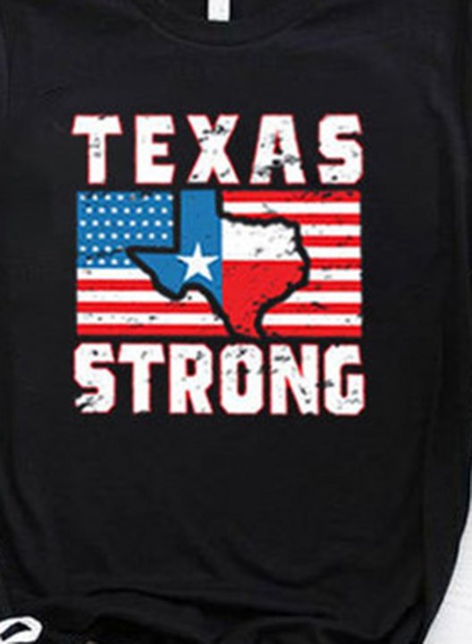 Women's T-shirts Texas Flag Texas Strong Print Short Sleeve Texas independence day T-shirt