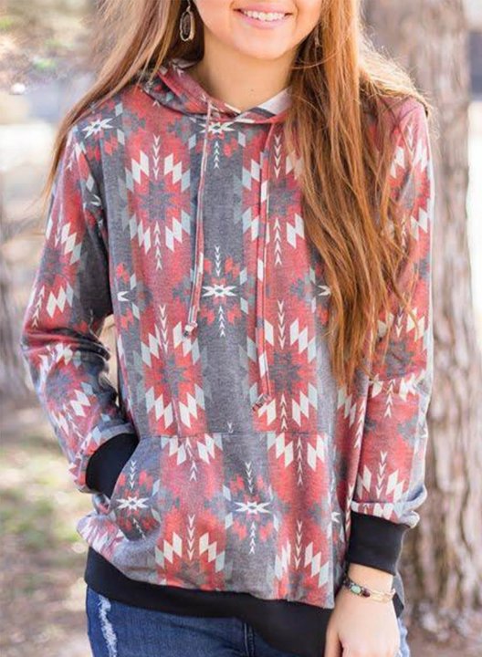 Ethnic Geometric Printed Hoodie