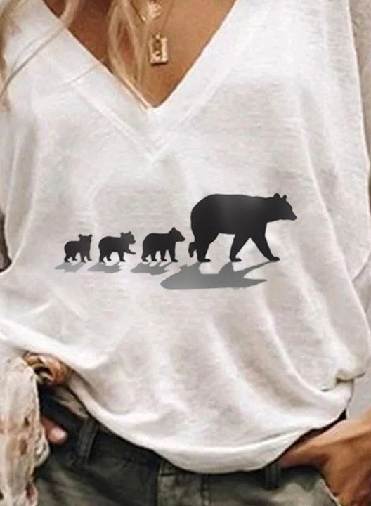 Women's T-shirts Mama Bear Short Sleeve V Neck Mom T-shirt Funny Mothers Day Shirts