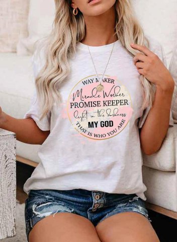 Women's Way Maker Miracle Worker Promise Keeper Graphic T-shirts Solid Short Sleeve Summer Casual Daily T-shirts