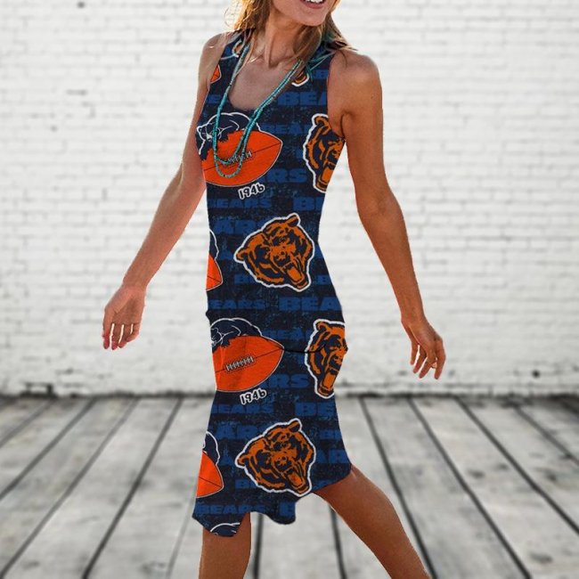 CHICAGO BEARS Round Neck Sleeveless Knit Dress Vest