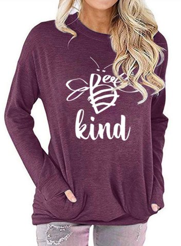 Be Kind Sweatshirt Women Cute Bee Graphic Long Sleeve Solid T-Shirt