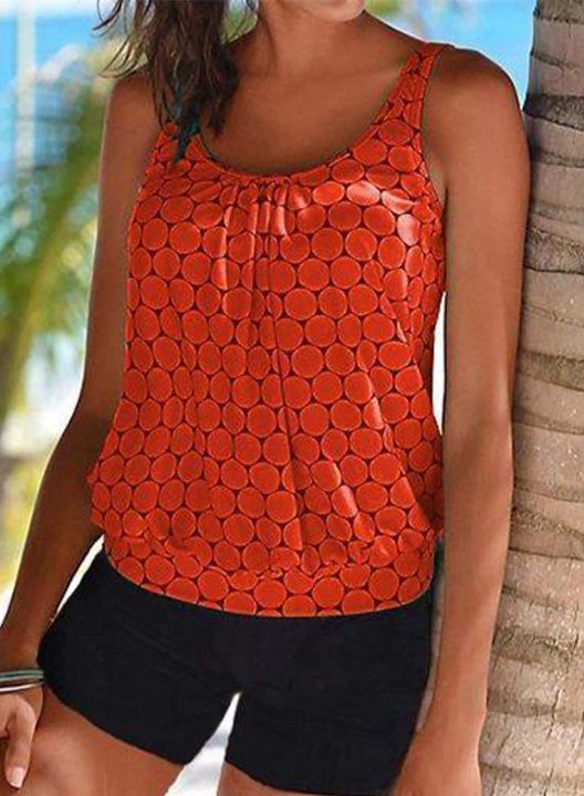 Women's Tank Tops Solid Polka Dot Vacation Sequin Unadjustable Wire-free Round Neck Padded Tops