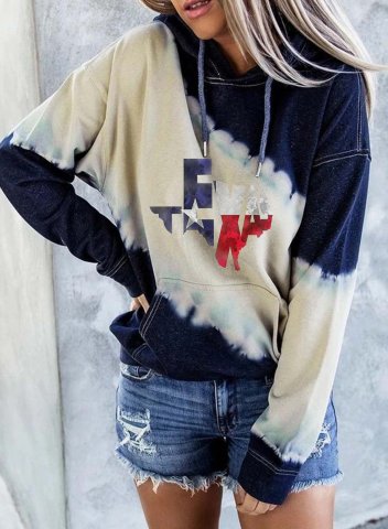 Women's Hoodies Letter Color Block Long Sleeve Daily Casual Pocket Drawstring Hoodie