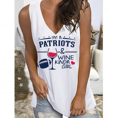 New England Patriots Women's Baseball Printed Sleeveless Casual Vest