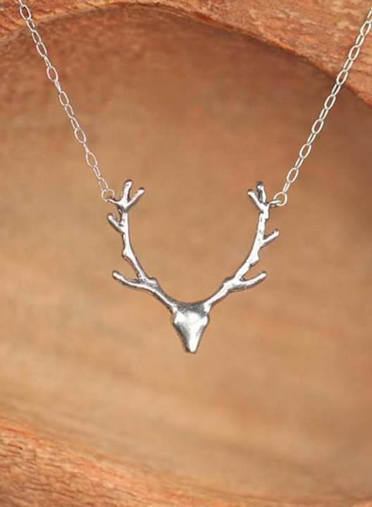 Women's Necklaces Metal Antler Christmas Pendant Necklace