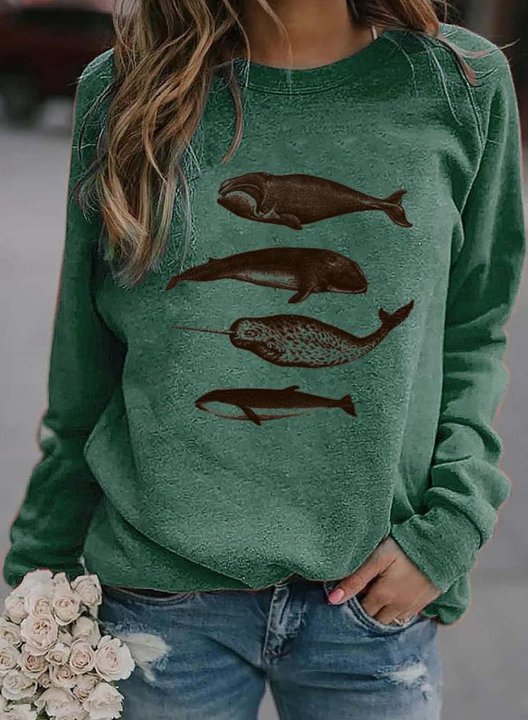 Animal Print Long Sleeve Crew Neck Sweatshirt