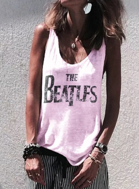 Women's Tank Tops Letter Rock Sleeveless U Neck Daily Casual Tank Top