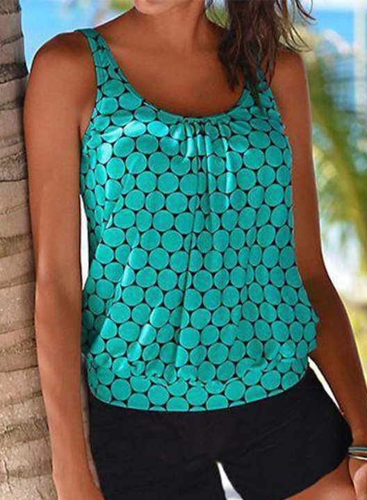 Women's Tank Tops Solid Polka Dot Vacation Sequin Unadjustable Wire-free Round Neck Padded Tops