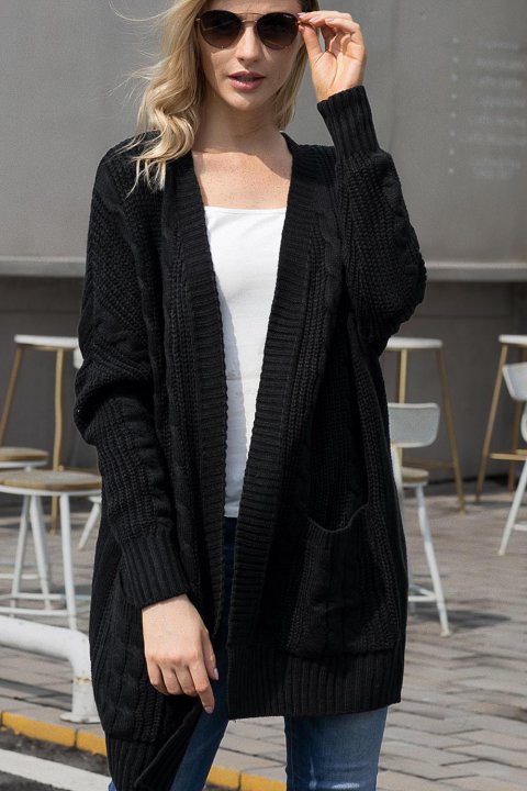 Women's Cardigans Knit Texture Long Cardigan